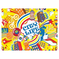 Colorful City Life Horizontal Seamless Pattern Urban City Premium Plush Fleece Blanket (extra Small)