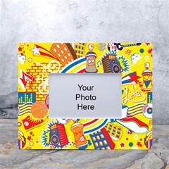 Colorful City Life Horizontal Seamless Pattern Urban City White Tabletop Photo Frame 4 x6  by Bedest