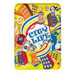 Colorful City Life Horizontal Seamless Pattern Urban City Rectangular Glass Fridge Magnet (4 Pack)