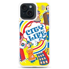 Colorful City Life Horizontal Seamless Pattern Urban City Iphone 15 Plus Tpu Uv Print Case by Bedest