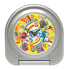 Colorful City Life Horizontal Seamless Pattern Urban City Travel Alarm Clock