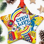 Colorful City Life Horizontal Seamless Pattern Urban City Star Ornament (Two Sides) Front