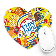 Colorful City Life Horizontal Seamless Pattern Urban City Heart Mousepad