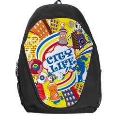 Colorful City Life Horizontal Seamless Pattern Urban City Backpack Bag