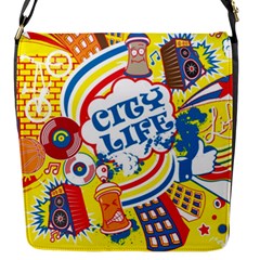 Colorful City Life Horizontal Seamless Pattern Urban City Flap Closure Messenger Bag (s) by Bedest