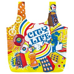 Colorful City Life Horizontal Seamless Pattern Urban City Full Print Recycle Bag (xl)