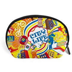 Colorful City Life Horizontal Seamless Pattern Urban City Accessory Pouch (large)