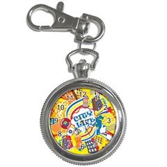 Colorful City Life Horizontal Seamless Pattern Urban City Key Chain Watches