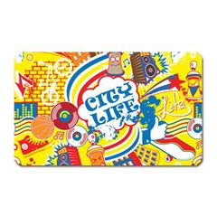 Colorful City Life Horizontal Seamless Pattern Urban City Magnet (rectangular)