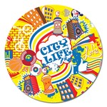 Colorful City Life Horizontal Seamless Pattern Urban City Magnet 5  (Round) Front