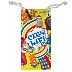 Colorful City Life Horizontal Seamless Pattern Urban City Jewelry Bag