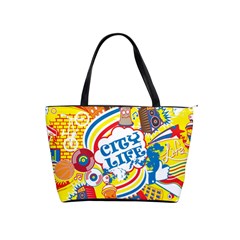 Colorful City Life Horizontal Seamless Pattern Urban City Classic Shoulder Handbag