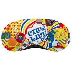 Colorful City Life Horizontal Seamless Pattern Urban City Sleep Mask