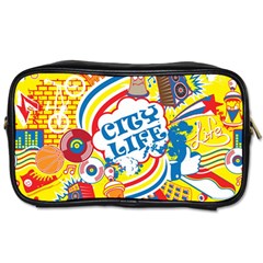 Colorful City Life Horizontal Seamless Pattern Urban City Toiletries Bag (one Side)