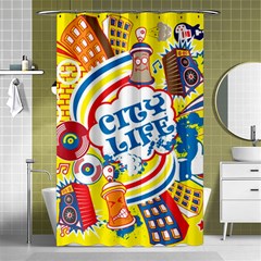 Colorful City Life Horizontal Seamless Pattern Urban City Shower Curtain 48  X 72  (small) 