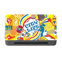 Colorful City Life Horizontal Seamless Pattern Urban City Memory Card Reader With Cf