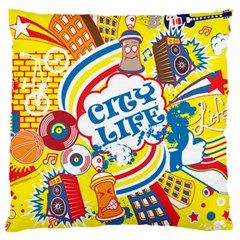 Colorful City Life Horizontal Seamless Pattern Urban City Large Cushion Case (two Sides)