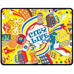 Colorful City Life Horizontal Seamless Pattern Urban City Two Sides Fleece Blanket (medium)