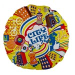 Colorful City Life Horizontal Seamless Pattern Urban City Large 18  Premium Flano Round Cushions Front