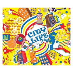 Colorful City Life Horizontal Seamless Pattern Urban City Two Sides Premium Plush Fleece Blanket (kids Size)