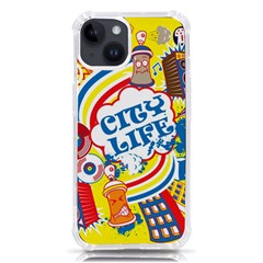 Colorful City Life Horizontal Seamless Pattern Urban City Iphone 14 Tpu Uv Print Case