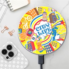 Colorful City Life Horizontal Seamless Pattern Urban City Wireless Fast Charger(white)