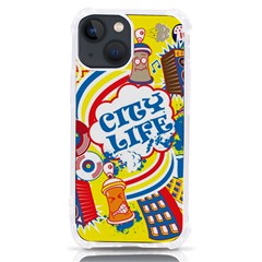 Colorful City Life Horizontal Seamless Pattern Urban City Iphone 13 Mini Tpu Uv Print Case by Bedest