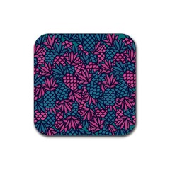 Summer Pineapples Rubber Coaster (square)