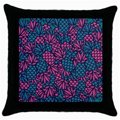 Summer Pineapples Throw Pillow Case (black)