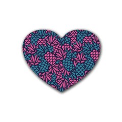 Summer Pineapples Rubber Heart Coaster (4 Pack)