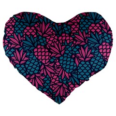 Summer Pineapples Large 19  Premium Heart Shape Cushions