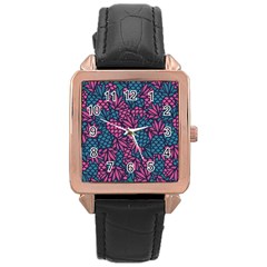 Summer Pineapples Rose Gold Leather Watch 