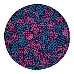 Summer Pineapples Round Glass Fridge Magnet (4 Pack)