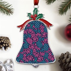 Summer Pineapples Metal Holly Leaf Bell Ornament