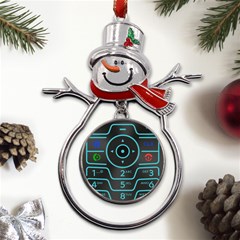 Retro Mobile Device Output Device Metal Snowman Ornament