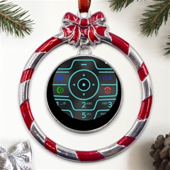 Retro Mobile Device Output Device Metal Red Ribbon Round Ornament