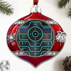 Retro Mobile Device Output Device Metal Snowflake And Bell Red Ornament