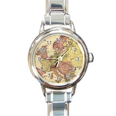 Retro Old Vintage Map Of Europe Round Italian Charm Watch