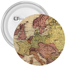 Retro Old Vintage Map Of Europe 3  Buttons