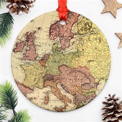 Retro Old Vintage Map Of Europe Ornament (round)