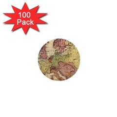 Retro Old Vintage Map Of Europe 1  Mini Buttons (100 Pack) 