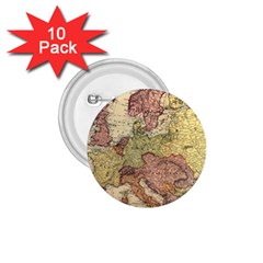 Retro Old Vintage Map Of Europe 1 75  Buttons (10 Pack)