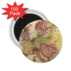 Retro Old Vintage Map Of Europe 2 25  Magnets (100 Pack) 