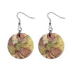 Retro Old Vintage Map Of Europe Mini Button Earrings