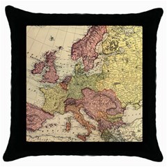 Retro Old Vintage Map Of Europe Throw Pillow Case (black)