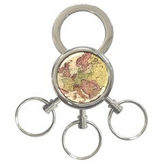 Retro Old Vintage Map Of Europe 3-ring Key Chain