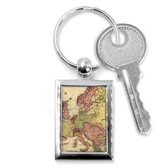 Retro Old Vintage Map Of Europe Key Chain (rectangle)