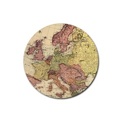 Retro Old Vintage Map Of Europe Rubber Coaster (round)