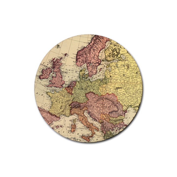 Retro Old Vintage Map Of Europe Rubber Coaster (Round)