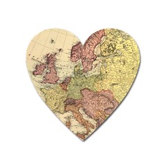 Retro Old Vintage Map Of Europe Heart Magnet